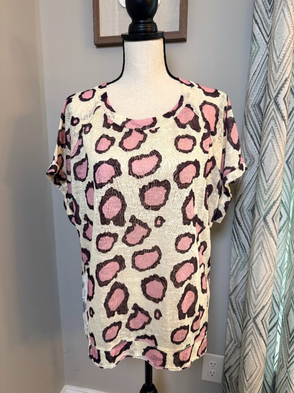 Umgee Leopard Print High-Low Top – Pink/Cream Boutique Style